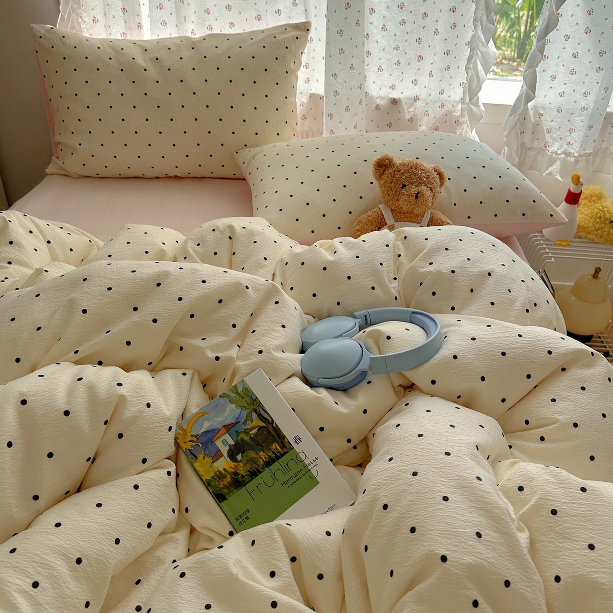 91家纺网 家纺一手货源 找家纺 （总）顾里家纺 2025新款韩系波点云朵棉四件套