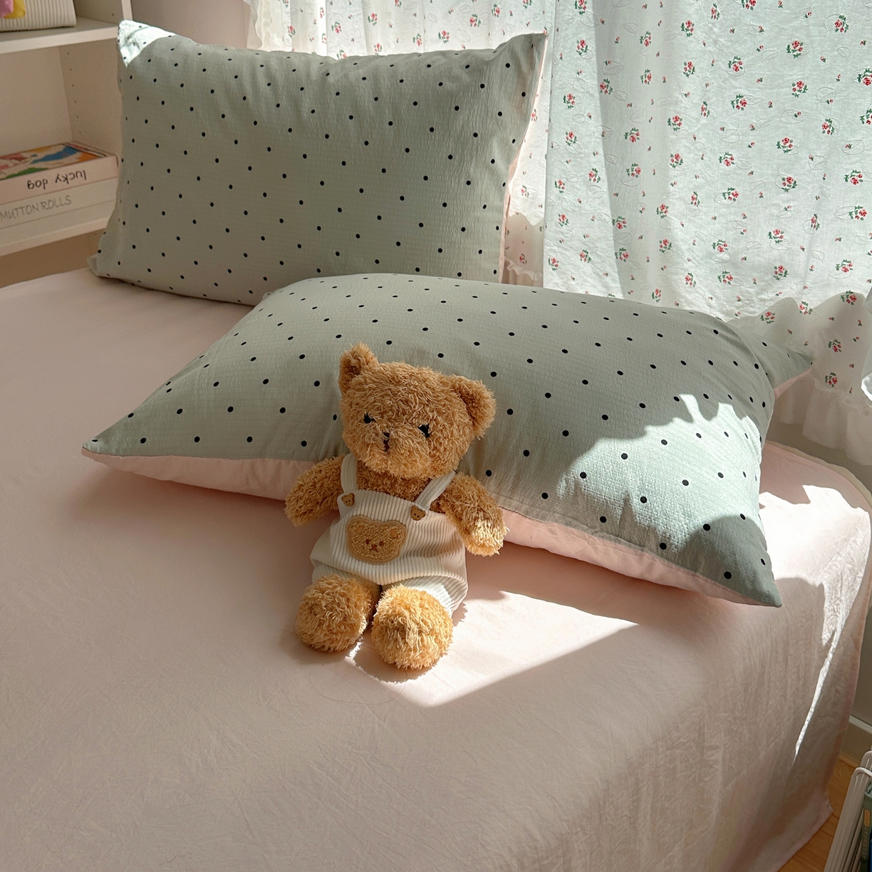 91家纺网 家纺一手货源 找家纺 顾里家纺 2025新款韩系波点云朵棉四件套 蓝波点