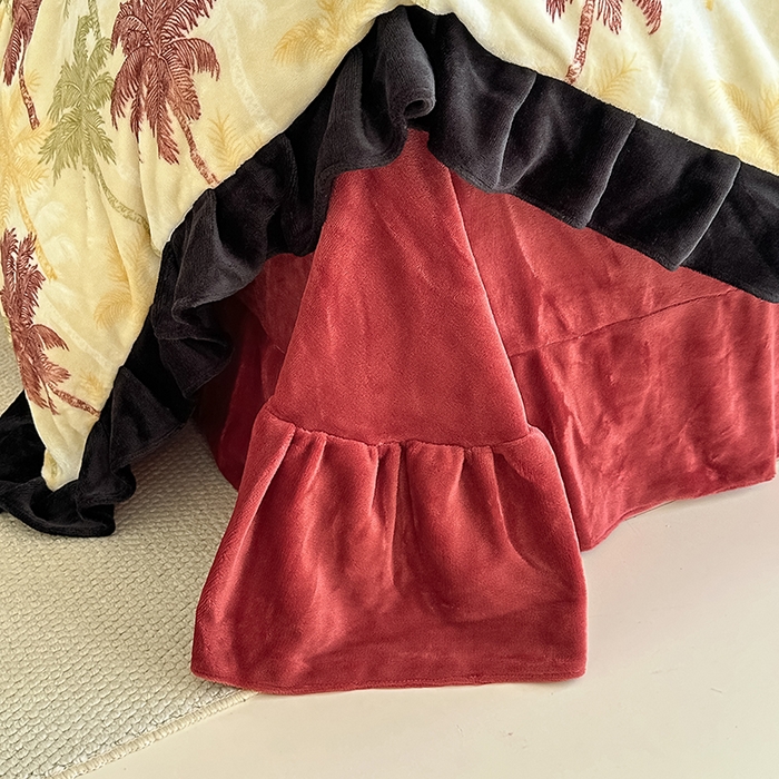 91家纺网 家纺一手货源 找家纺 亿品2025新款直播爆款韩版赫本风高克重牛奶绒四件套床裙款 8.5斤（有买家秀加v） 椰树林