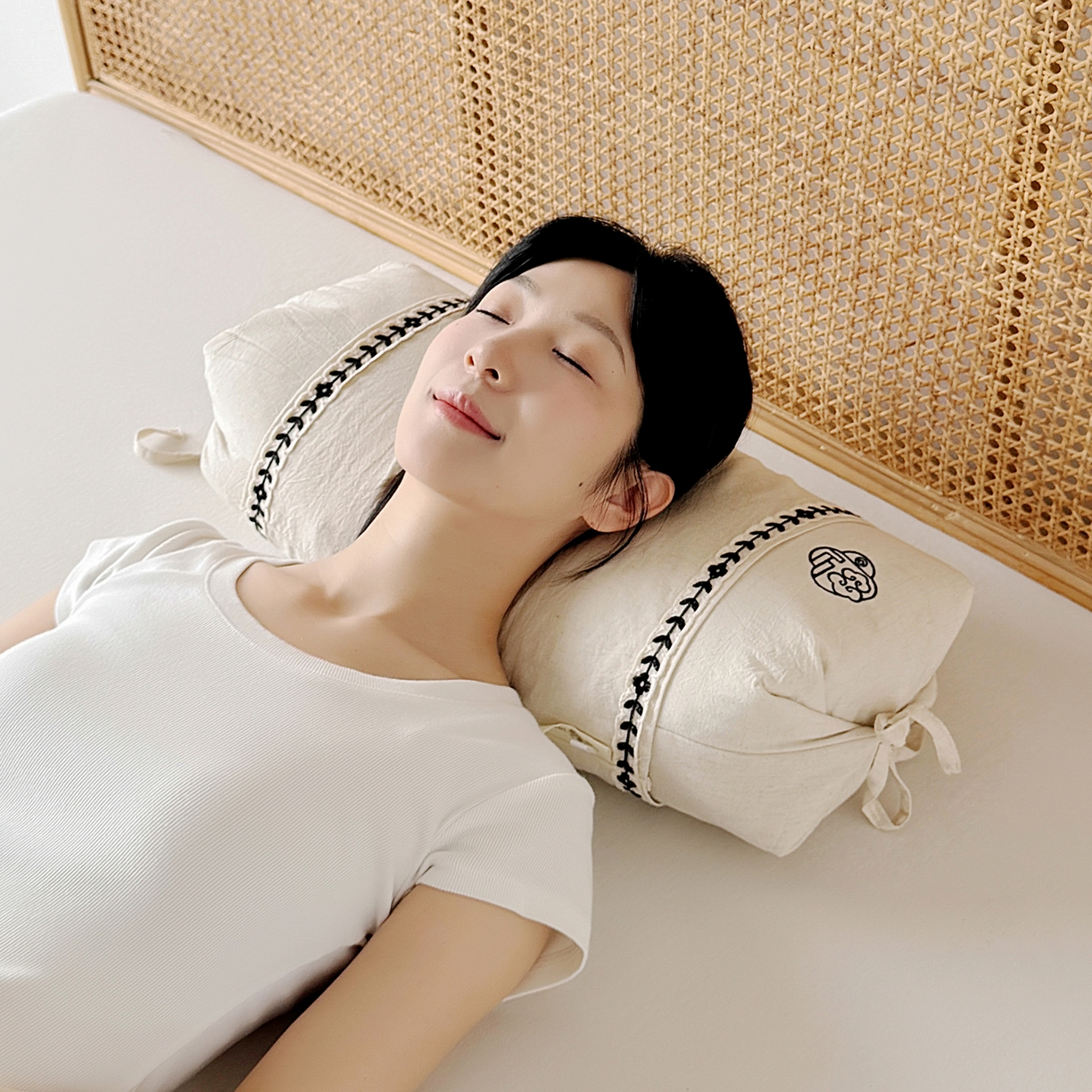 91家纺网 家纺一手货源 找家纺 （总）佳合枕芯 2025新款棉麻国风刺绣荞麦枕(一枕两用） 枕头枕芯