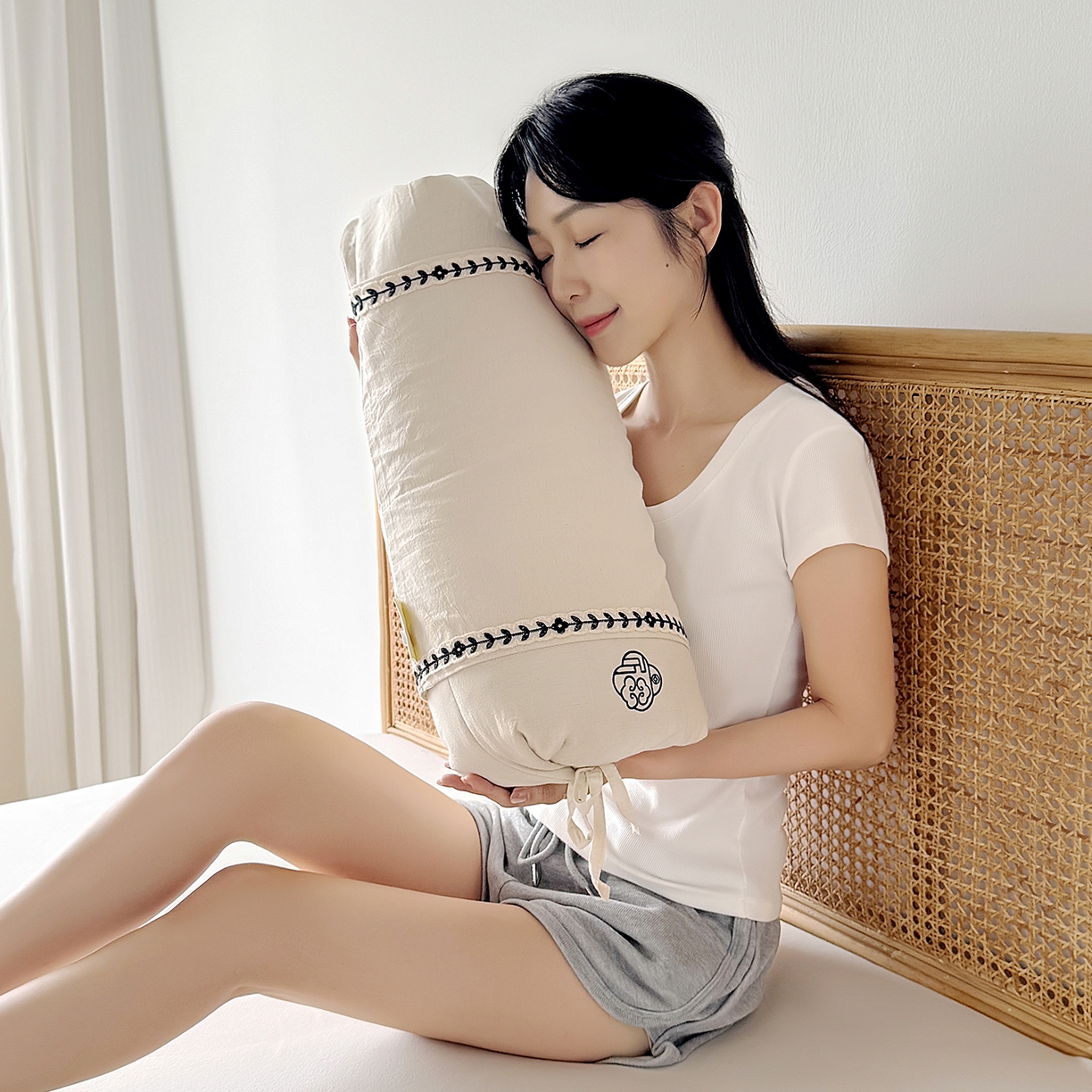 91家纺网 家纺一手货源 找家纺 （总）佳合枕芯 2025新款棉麻国风刺绣荞麦枕(一枕两用） 枕头枕芯