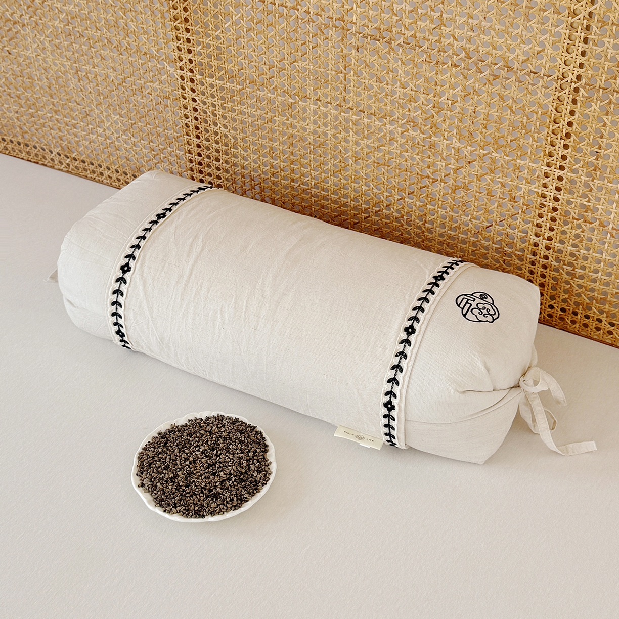 91家纺网 家纺一手货源 找家纺 （总）佳合枕芯 2025新款棉麻国风刺绣荞麦枕(一枕两用） 枕头枕芯