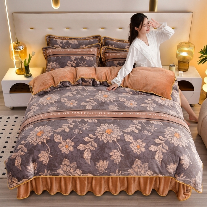 91家纺网 家纺一手货源 找家纺 （总）芯诗曼 2025直播高克重牛奶绒四件套法莱绒金貂貂狐保暖单被套