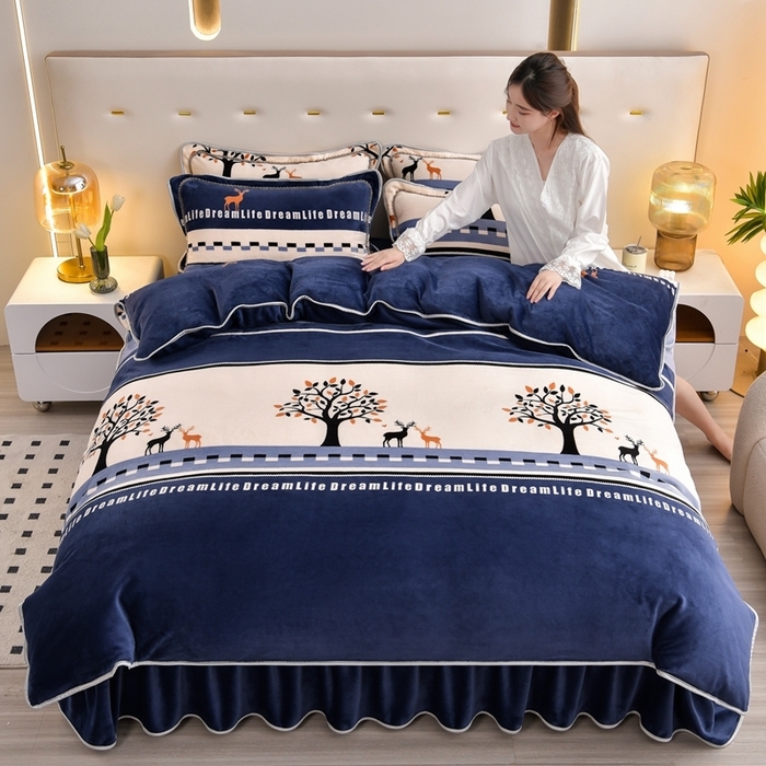 91家纺网 家纺一手货源 找家纺 （总）芯诗曼 2025直播高克重牛奶绒四件套法莱绒金貂貂狐保暖单被套