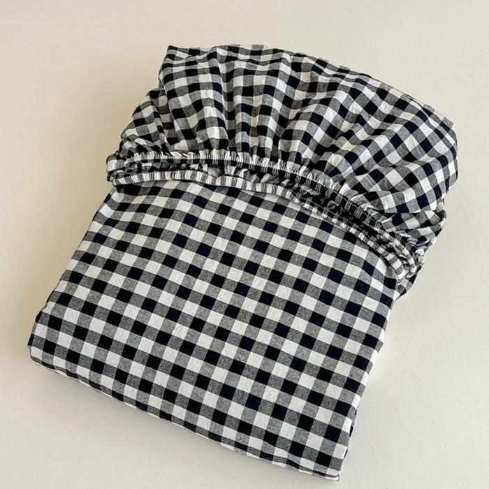 91家纺网 家纺一手货源 找家纺 沐纯家居 2025新款A类宿舍全棉纯棉色织水洗棉三件套-kimi熊系列 黑白格