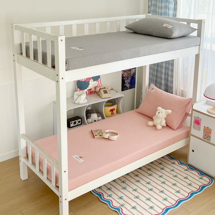 91家纺网 家纺一手货源 找家纺 （总）沐纯家居 2025新款A类宿舍全棉纯棉色织水洗棉三件套-kimi熊系列