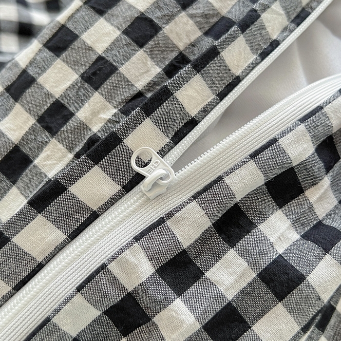 91家纺网 家纺一手货源 找家纺 沐纯家居 2025新款A类宿舍全棉纯棉色织水洗棉三件套-kimi熊系列 黑白格