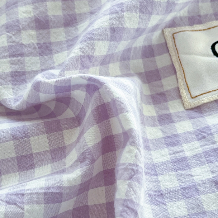 91家纺网 家纺一手货源 找家纺 沐纯家居 2025新款A类宿舍全棉纯棉色织水洗棉三件套-kimi熊系列 香芋紫格