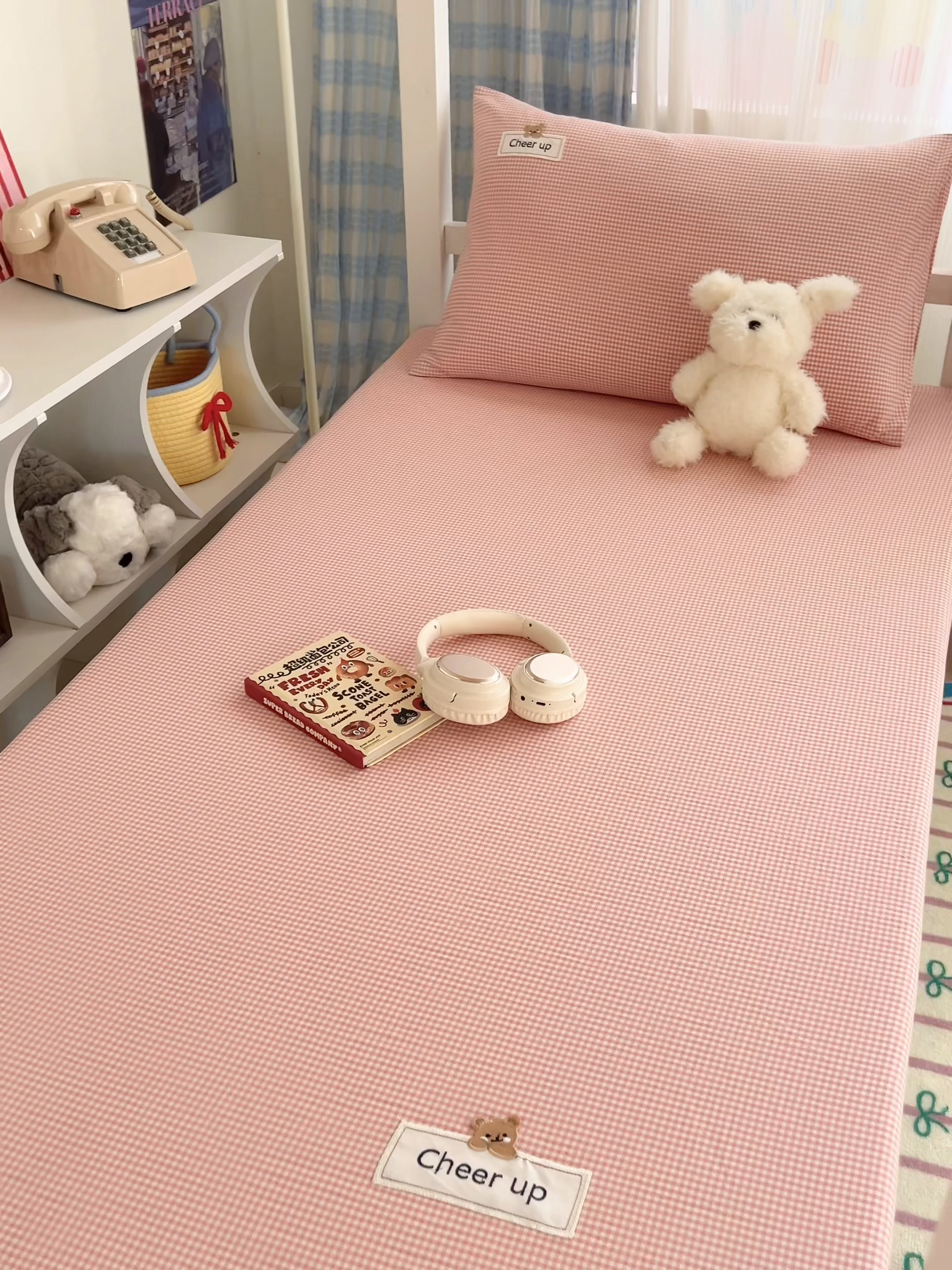 91家纺网 家纺一手货源 找家纺 （总）沐纯家居 2025新款A类宿舍全棉纯棉色织水洗棉三件套-kimi熊系列