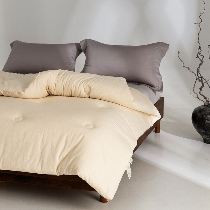 91家纺网 家纺一手货源 找家纺 立奥被业 2025新款B类高密棉麻亚麻系列秋冬被被子被芯 草本白