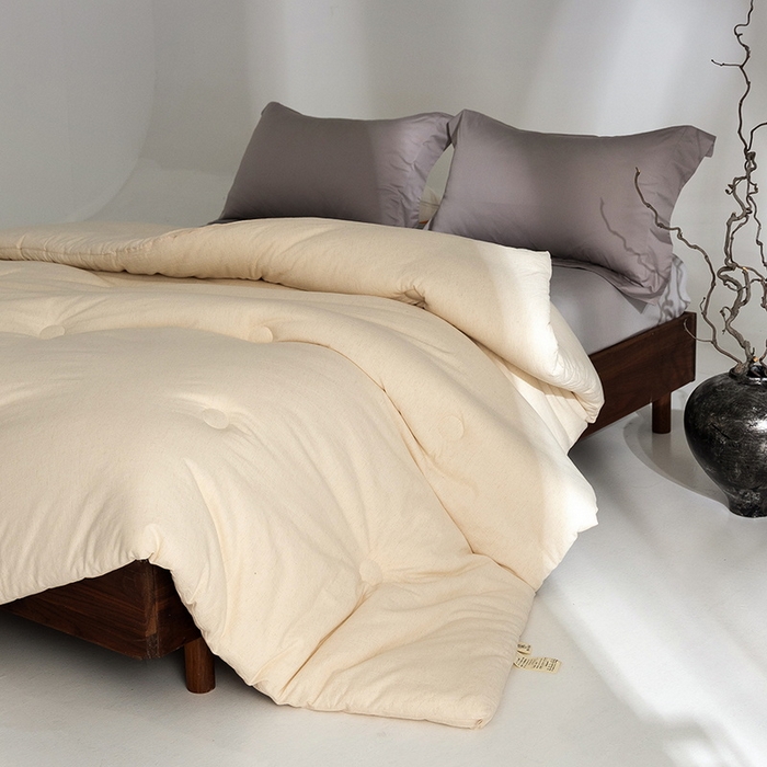 91家纺网 家纺一手货源 找家纺 立奥被业 2025新款B类高密棉麻亚麻系列秋冬被被子被芯 草本白