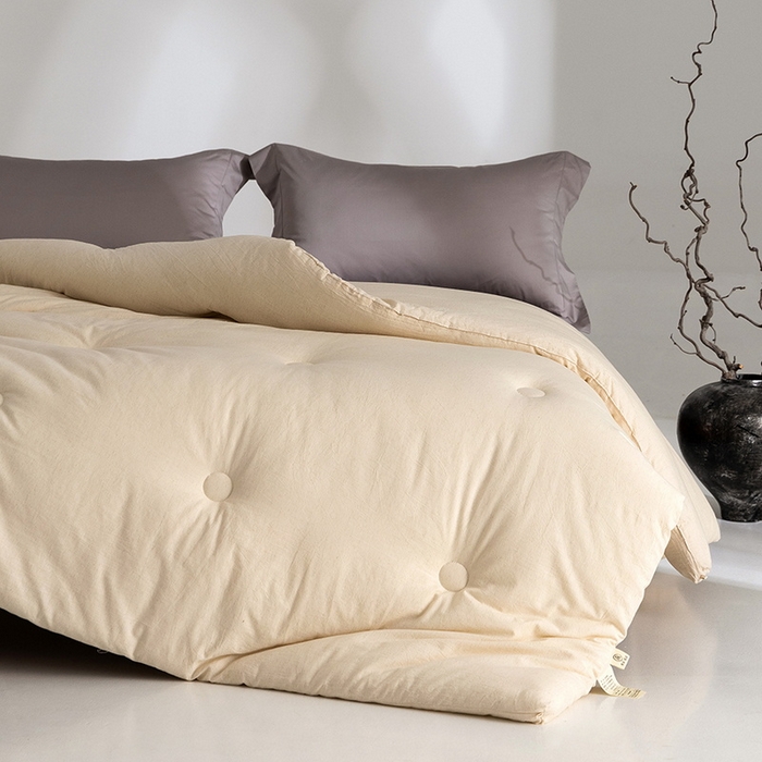 91家纺网 家纺一手货源 找家纺 立奥被业 2025新款B类高密棉麻亚麻系列秋冬被被子被芯 草本白