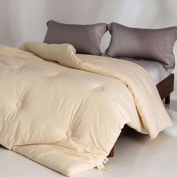 91家纺网 家纺一手货源 找家纺 立奥被业 2025新款B类高密棉麻亚麻系列秋冬被被子被芯 草本白