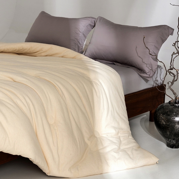 91家纺网 家纺一手货源 找家纺 立奥被业 2025新款B类高密棉麻亚麻系列秋冬被被子被芯 草本白