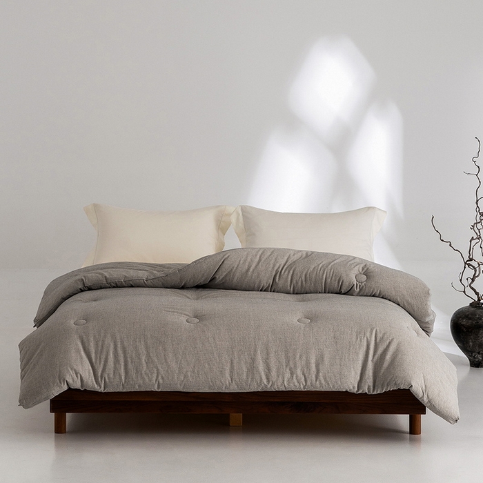 91家纺网 家纺一手货源 找家纺 立奥被业 2025新款B类高密棉麻亚麻系列秋冬被被子被芯 草本灰