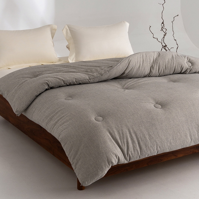 91家纺网 家纺一手货源 找家纺 立奥被业 2025新款B类高密棉麻亚麻系列秋冬被被子被芯 草本灰