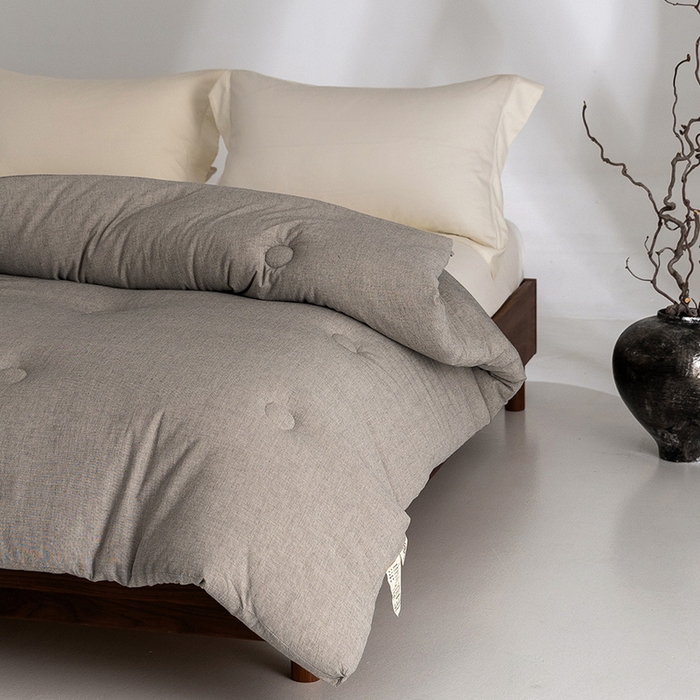 91家纺网 家纺一手货源 找家纺 立奥被业 2025新款B类高密棉麻亚麻系列秋冬被被子被芯 草本灰