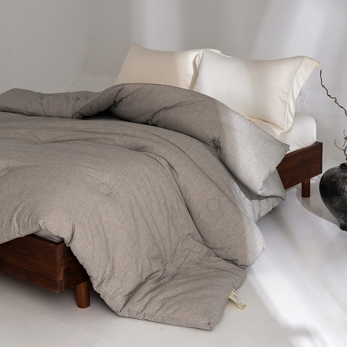 91家纺网 家纺一手货源 找家纺 立奥被业 2025新款B类高密棉麻亚麻系列秋冬被被子被芯 草本灰