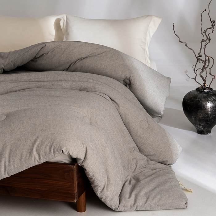 91家纺网 家纺一手货源 找家纺 立奥被业 2025新款B类高密棉麻亚麻系列秋冬被被子被芯 草本灰