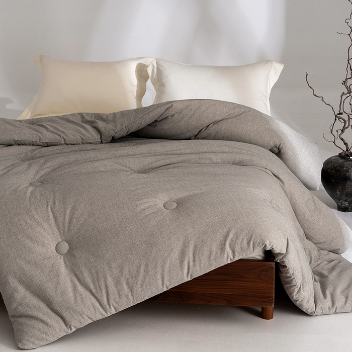 91家纺网 家纺一手货源 找家纺 立奥被业 2025新款B类高密棉麻亚麻系列秋冬被被子被芯 草本灰