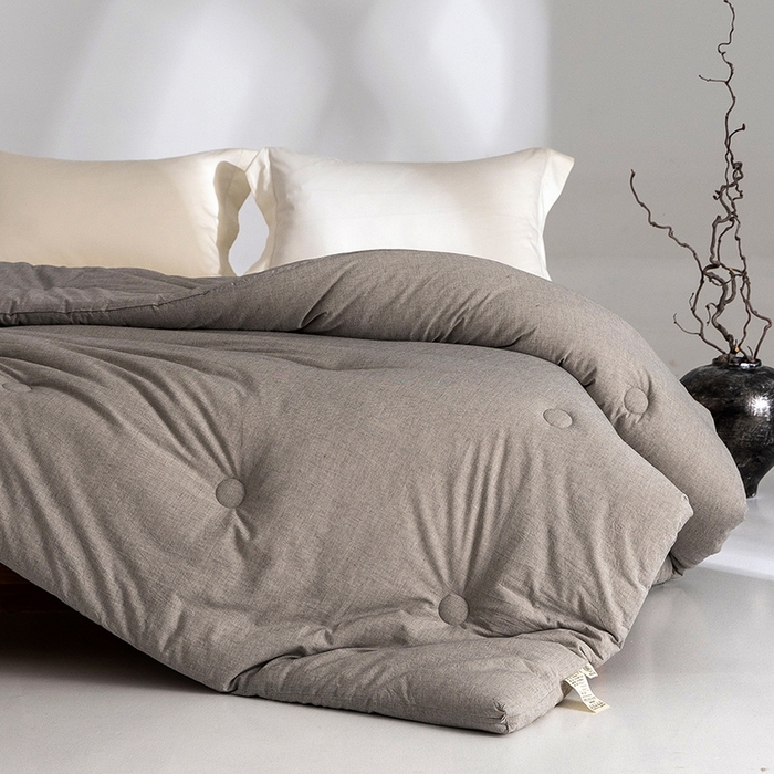 91家纺网 家纺一手货源 找家纺 立奥被业 2025新款B类高密棉麻亚麻系列秋冬被被子被芯 草本灰