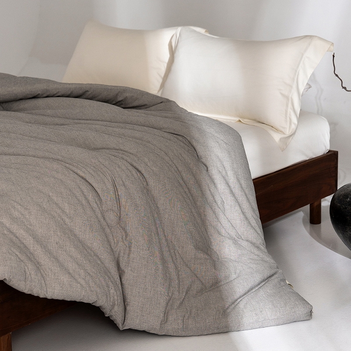 91家纺网 家纺一手货源 找家纺 立奥被业 2025新款B类高密棉麻亚麻系列秋冬被被子被芯 草本灰