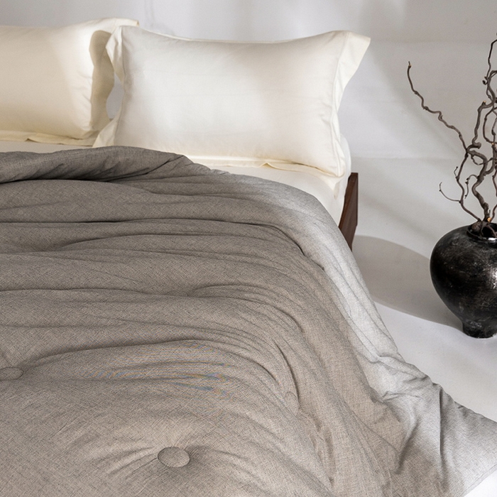 91家纺网 家纺一手货源 找家纺 立奥被业 2025新款B类高密棉麻亚麻系列秋冬被被子被芯 草本灰