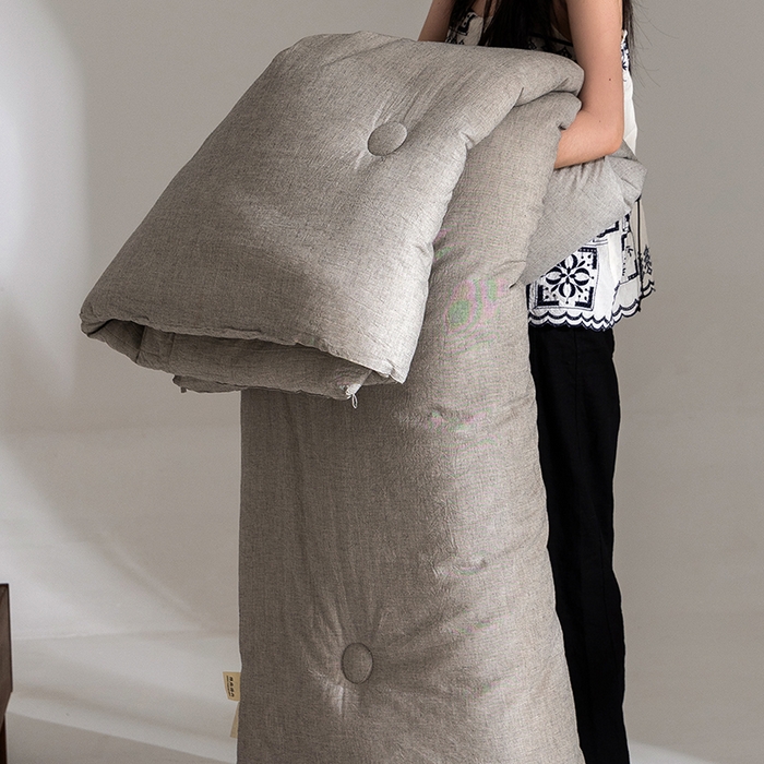 91家纺网 家纺一手货源 找家纺 立奥被业 2025新款B类高密棉麻亚麻系列秋冬被被子被芯 草本灰