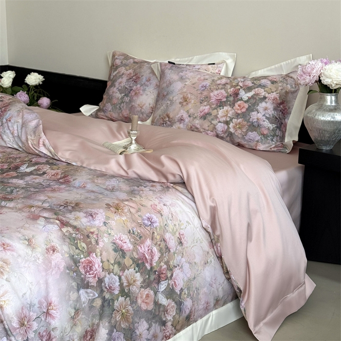 91家纺网 家纺一手货源 找家纺 （总）鹿班家居 2025秋冬款100S长绒棉数码印花系列四件套-春水微澜（标准会员-20元）