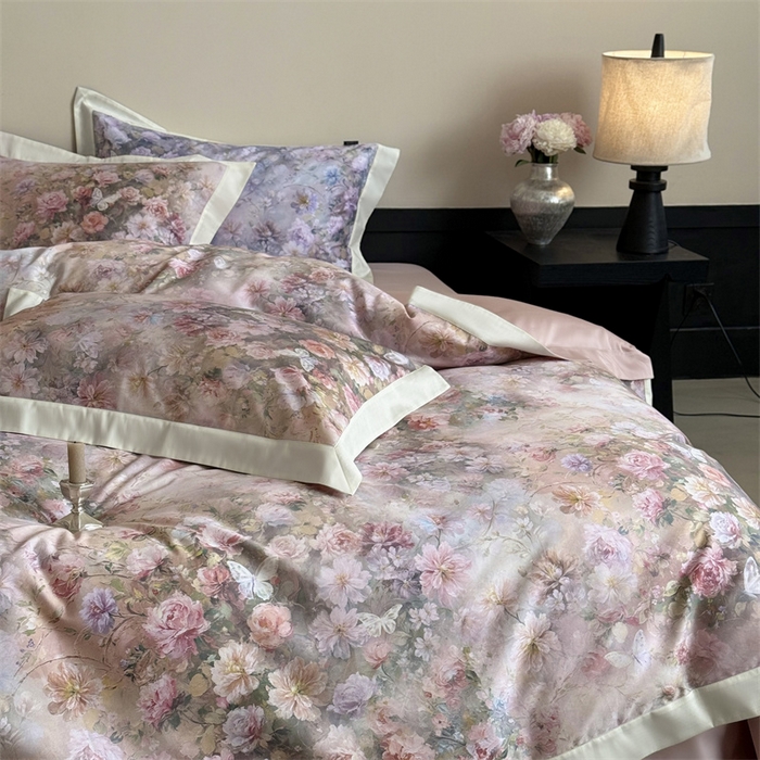 91家纺网 家纺一手货源 找家纺 （总）鹿班家居 2025秋冬款100S长绒棉数码印花系列四件套-春水微澜（标准会员-20元）