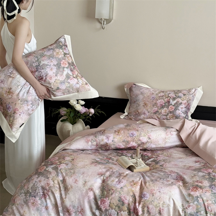 91家纺网 家纺一手货源 找家纺 （总）鹿班家居 2025秋冬款100S长绒棉数码印花系列四件套-春水微澜（标准会员-20元）