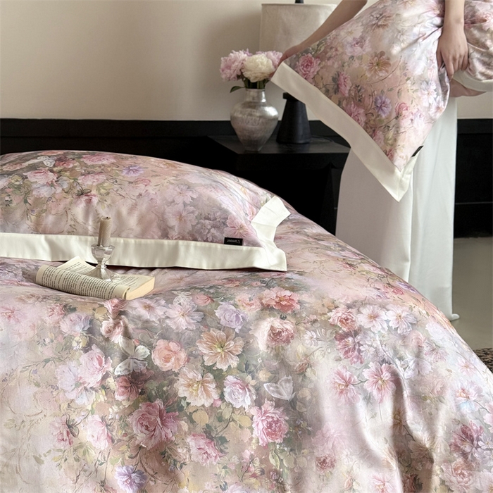 91家纺网 家纺一手货源 找家纺 （总）鹿班家居 2025秋冬款100S长绒棉数码印花系列四件套-春水微澜（标准会员-20元）