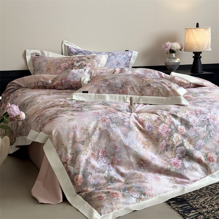 91家纺网 家纺一手货源 找家纺 （总）鹿班家居 2025秋冬款100S长绒棉数码印花系列四件套-春水微澜（标准会员-20元）