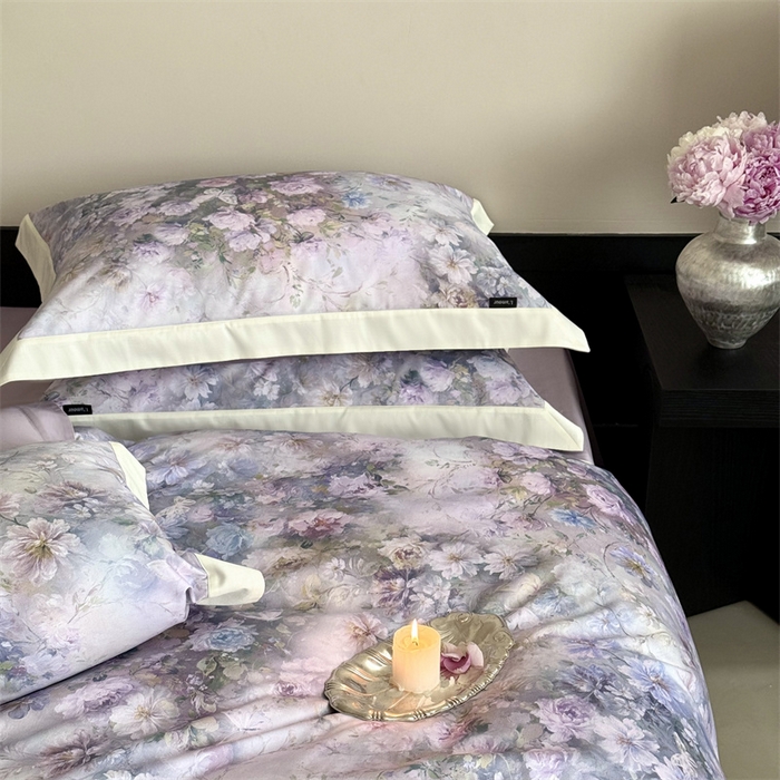 91家纺网 家纺一手货源 找家纺 鹿班家居 2025秋冬款100S长绒棉数码印花系列四件套-春水微澜（标准会员-20元） 春水微澜-紫色