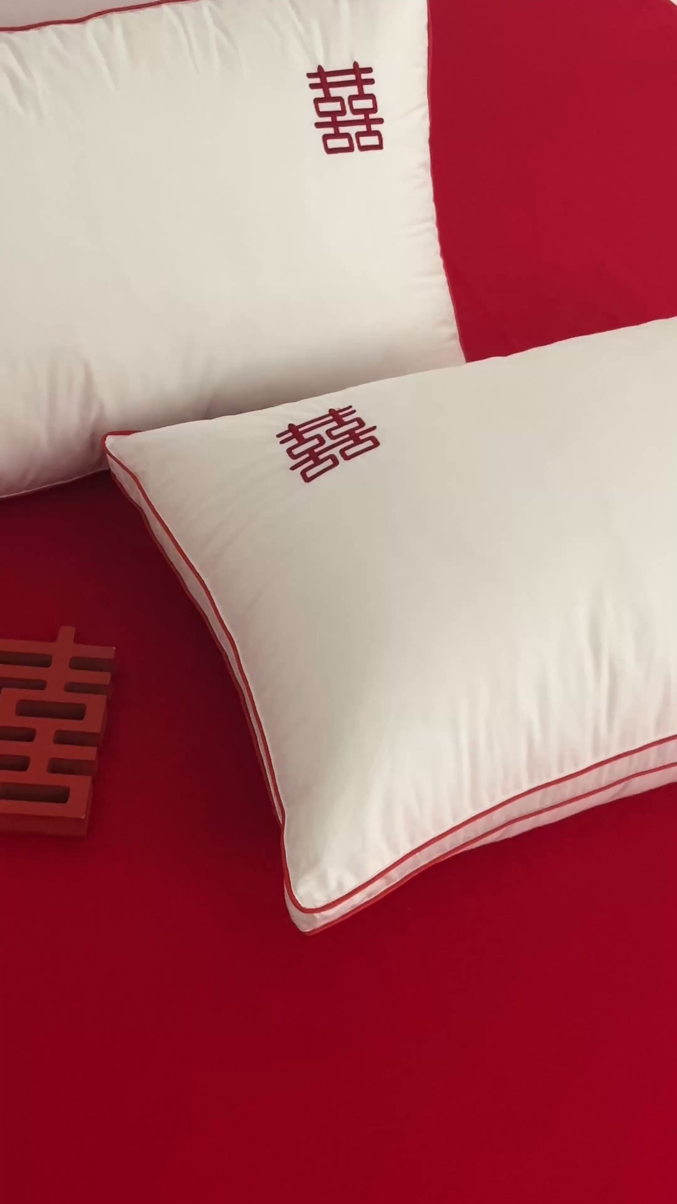 91家纺网 家纺一手货源 找家纺 （总）欧乐蒂 2025新款婚庆刺绣立体边纤维枕