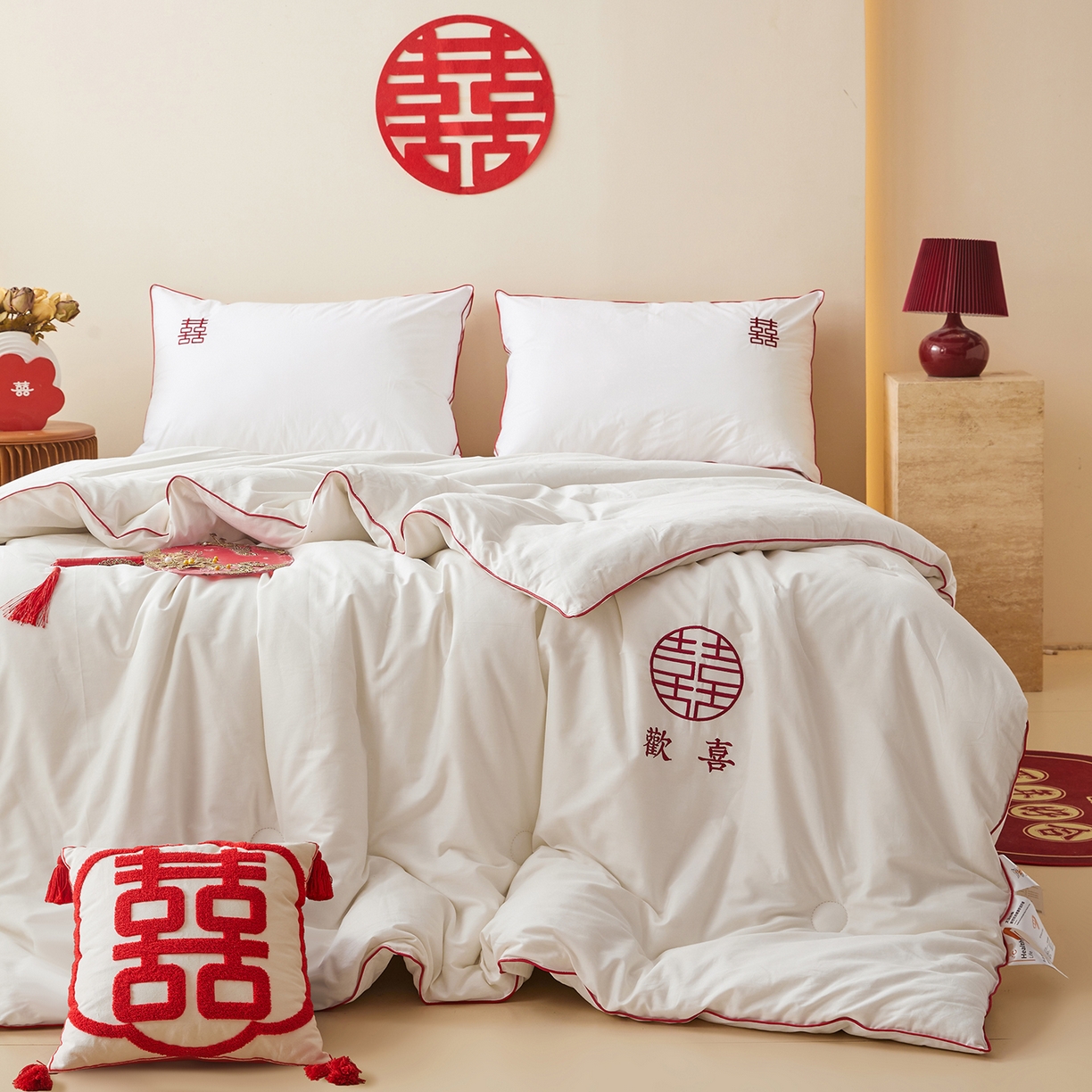 91家纺网 家纺一手货源 找家纺 （总）欧乐蒂 2025新款婚庆刺绣纤维被