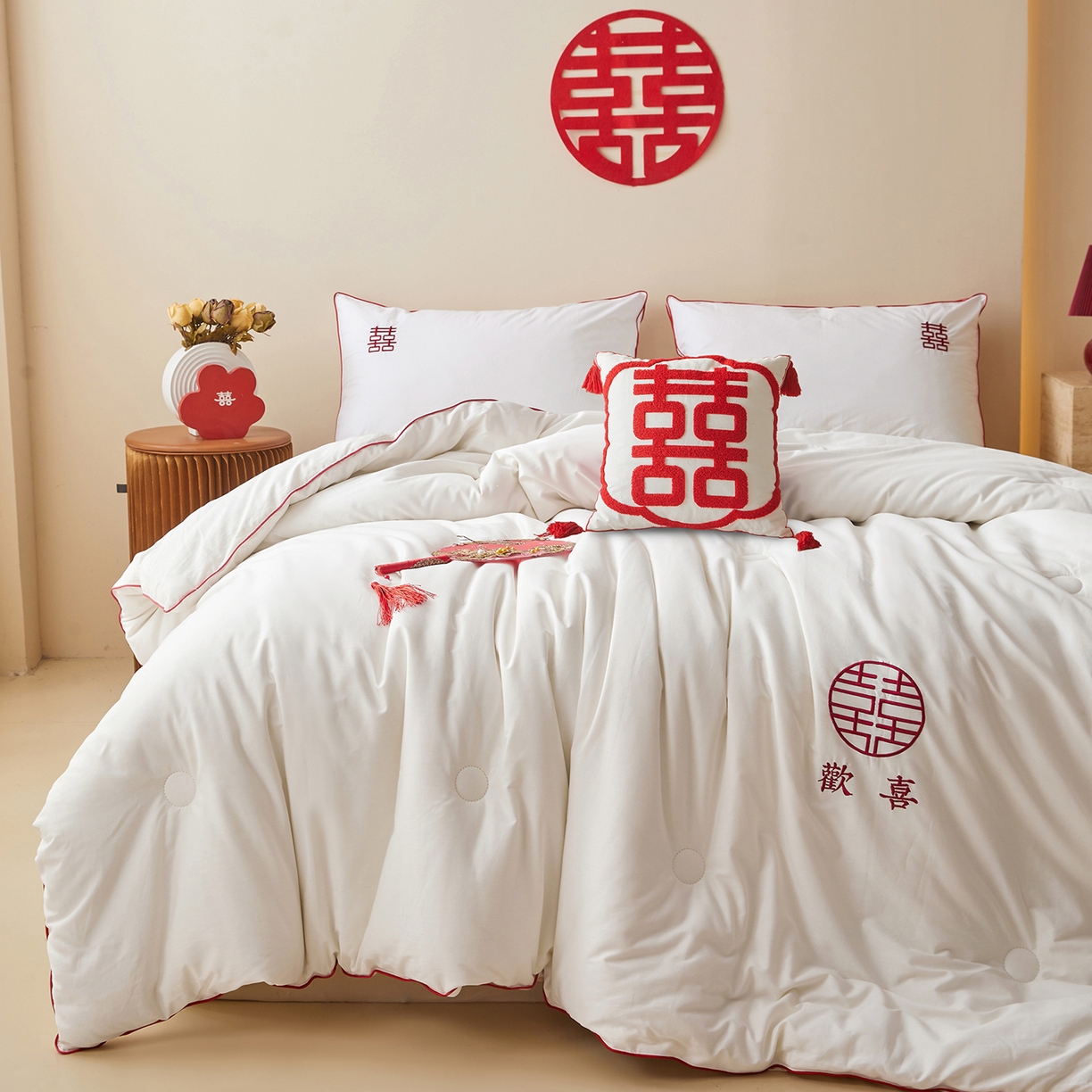 91家纺网 家纺一手货源 找家纺 （总）欧乐蒂 2025新款婚庆刺绣纤维被