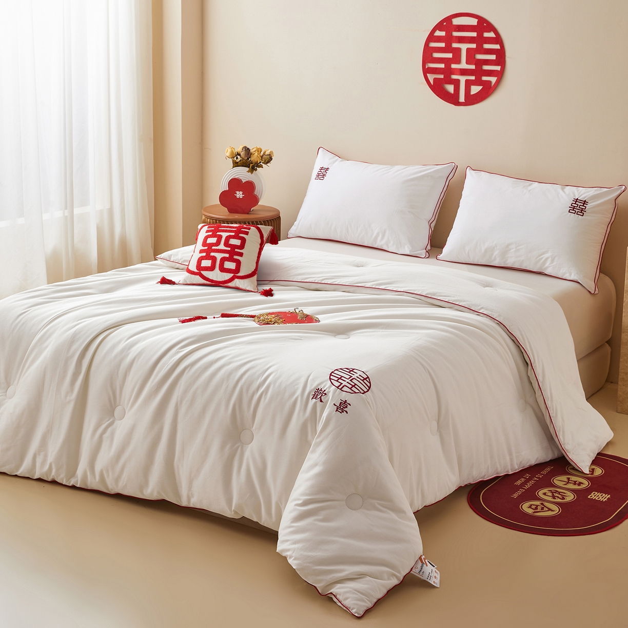 91家纺网 家纺一手货源 找家纺 （总）欧乐蒂 2025新款婚庆刺绣纤维被