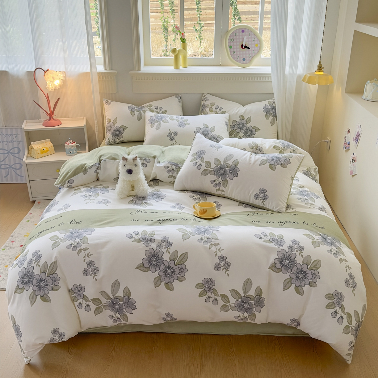 91家纺网 家纺一手货源 找家纺 KA家纺 2025新款秋冬A棉B绒纯棉牛奶绒棉加绒四件套 暗香