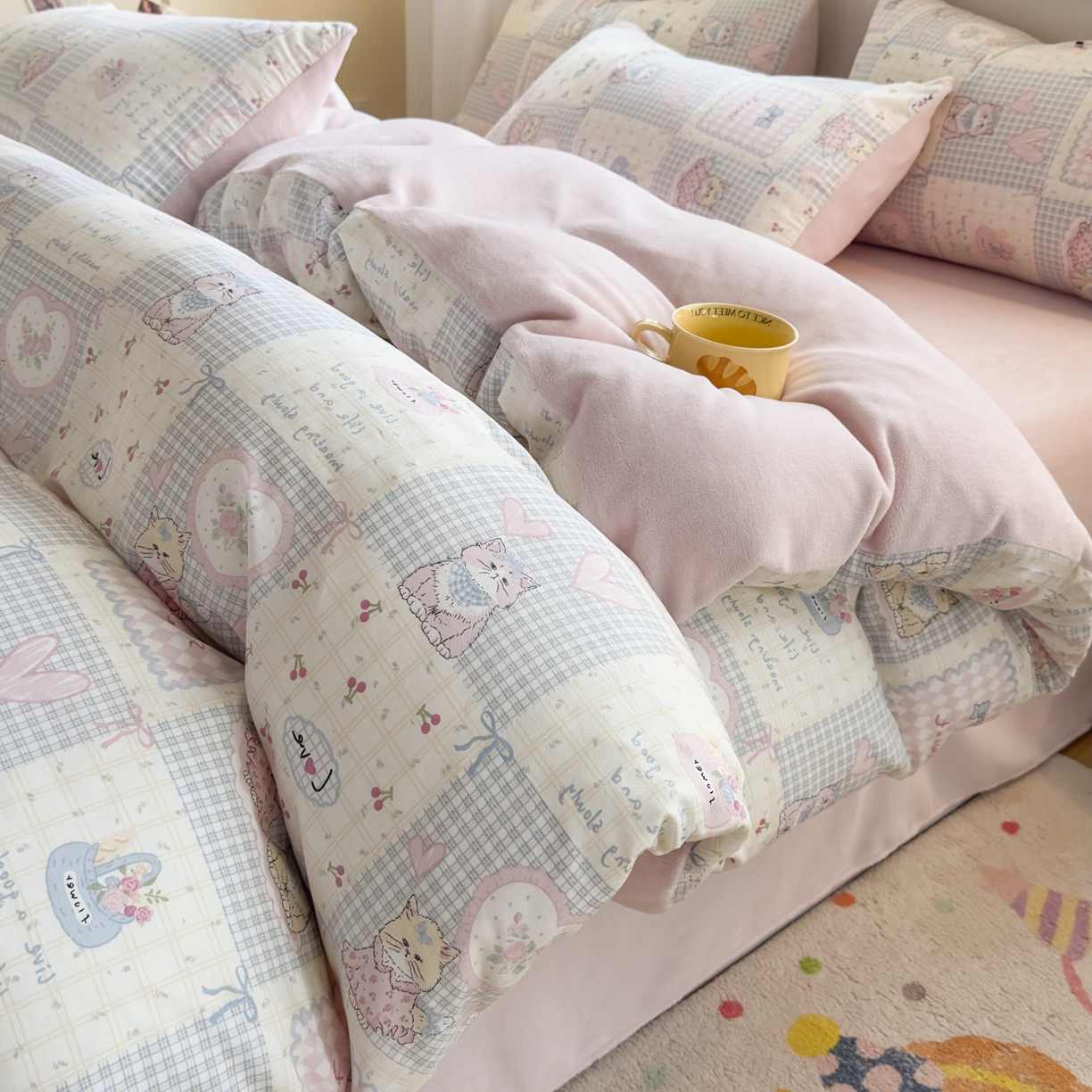 91家纺网 家纺一手货源 找家纺 （总）KA家纺 2025新款秋冬A棉B绒纯棉牛奶绒棉加绒四件套