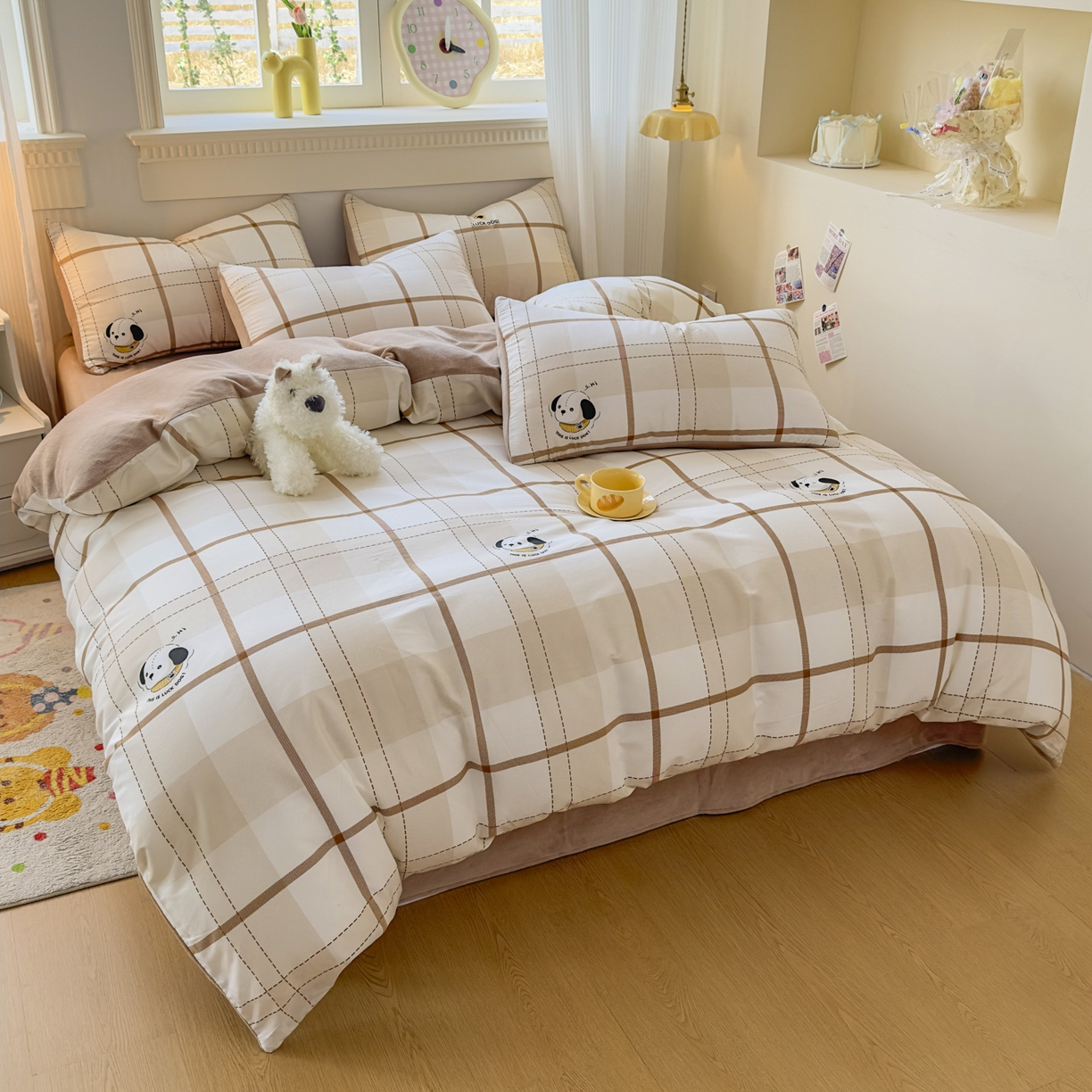 91家纺网 家纺一手货源 找家纺 KA家纺 2025新款秋冬A棉B绒纯棉牛奶绒棉加绒四件套 洛士奇