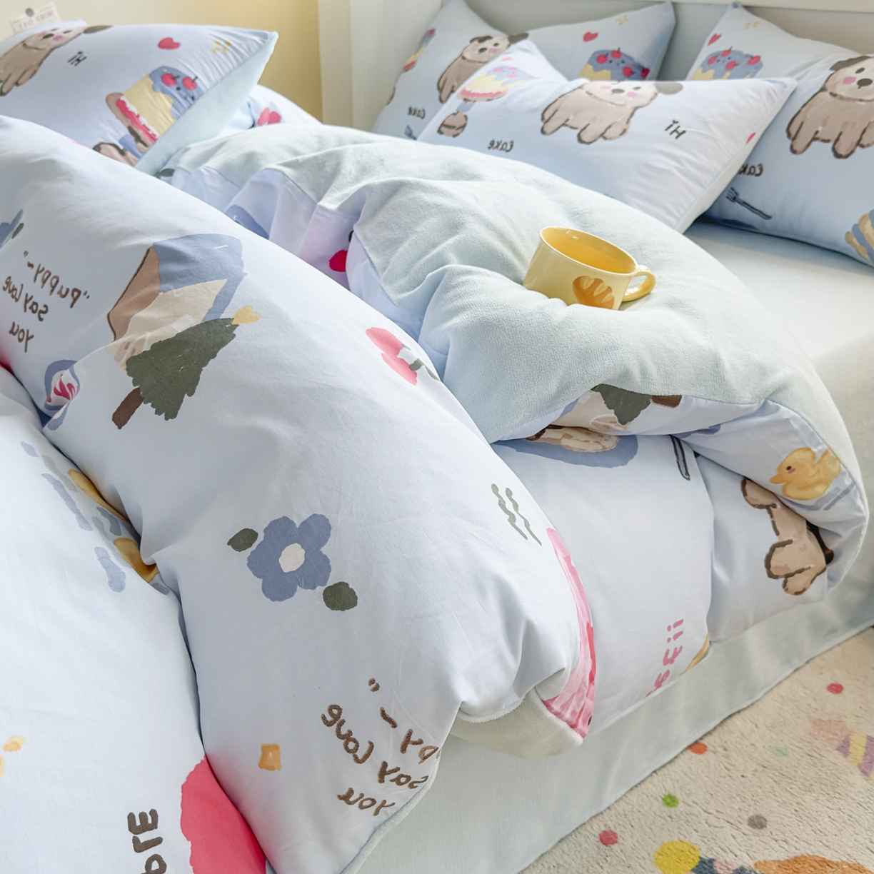 91家纺网 家纺一手货源 找家纺 （总）KA家纺 2025新款秋冬A棉B绒纯棉牛奶绒棉加绒四件套