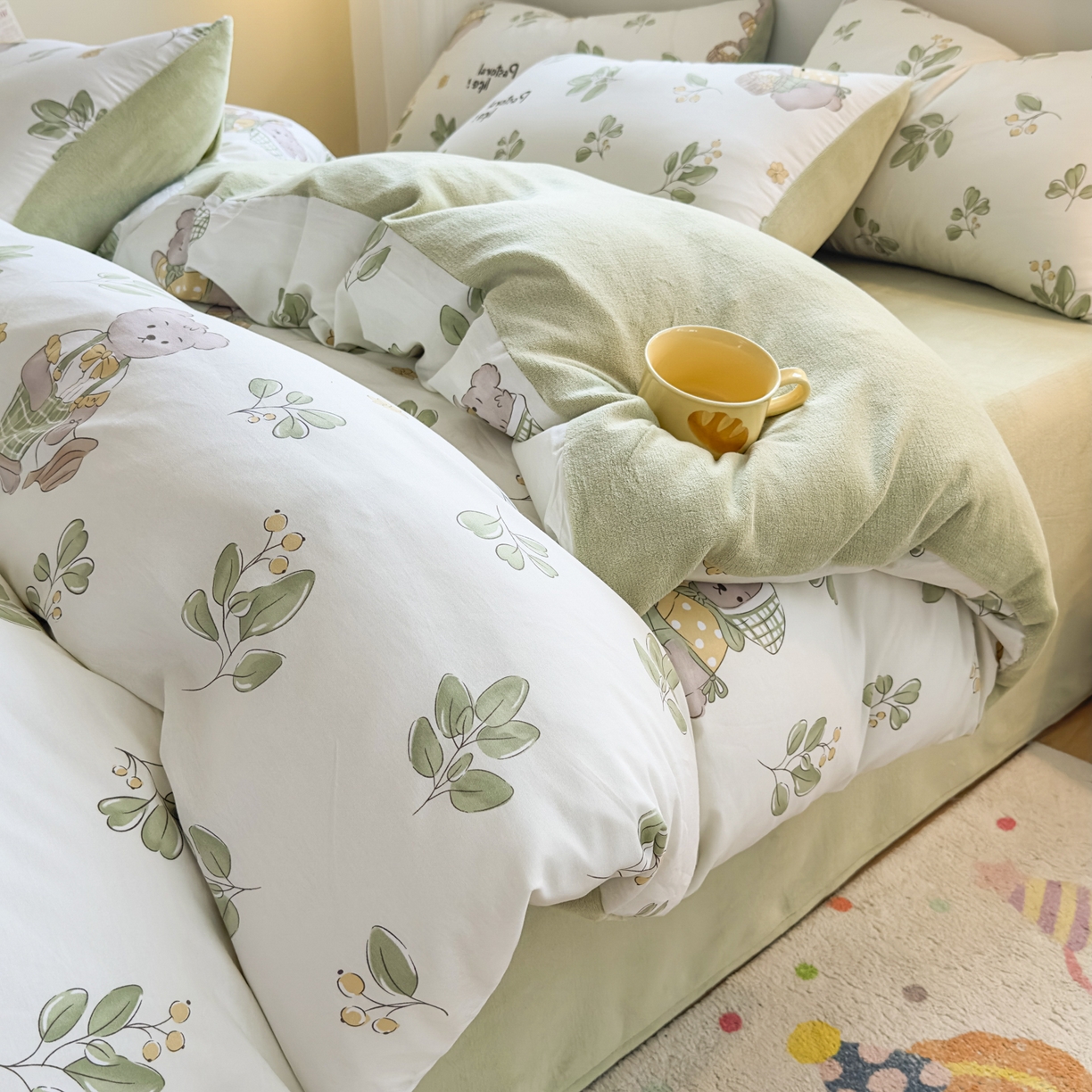 91家纺网 家纺一手货源 找家纺 （总）KA家纺 2025新款秋冬A棉B绒纯棉牛奶绒棉加绒四件套