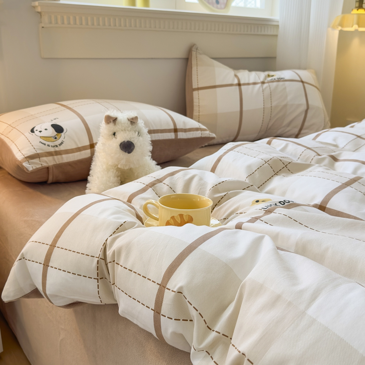 91家纺网 家纺一手货源 找家纺 KA家纺 2025新款秋冬A棉B绒纯棉牛奶绒棉加绒四件套 洛士奇