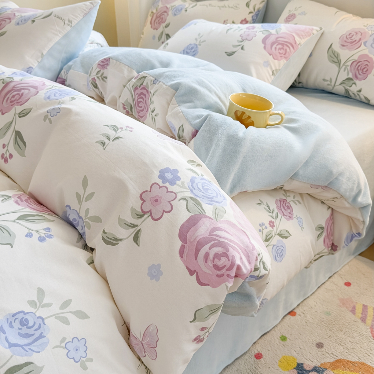 91家纺网 家纺一手货源 找家纺 （总）KA家纺 2025新款秋冬A棉B绒纯棉牛奶绒棉加绒四件套