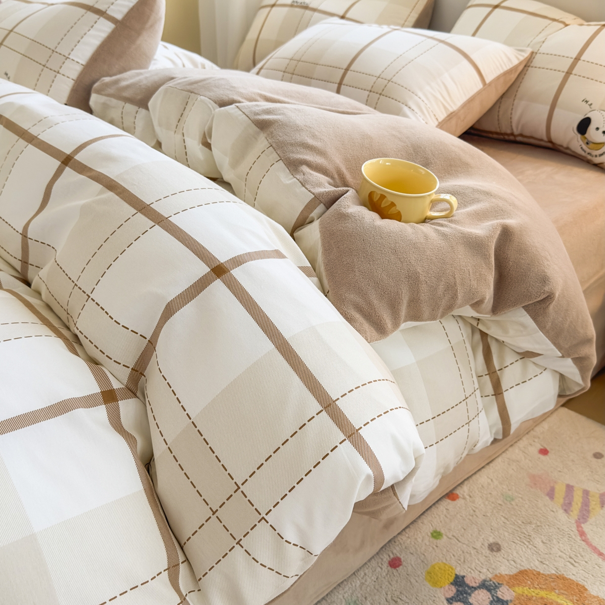 91家纺网 家纺一手货源 找家纺 （总）KA家纺 2025新款秋冬A棉B绒纯棉牛奶绒棉加绒四件套