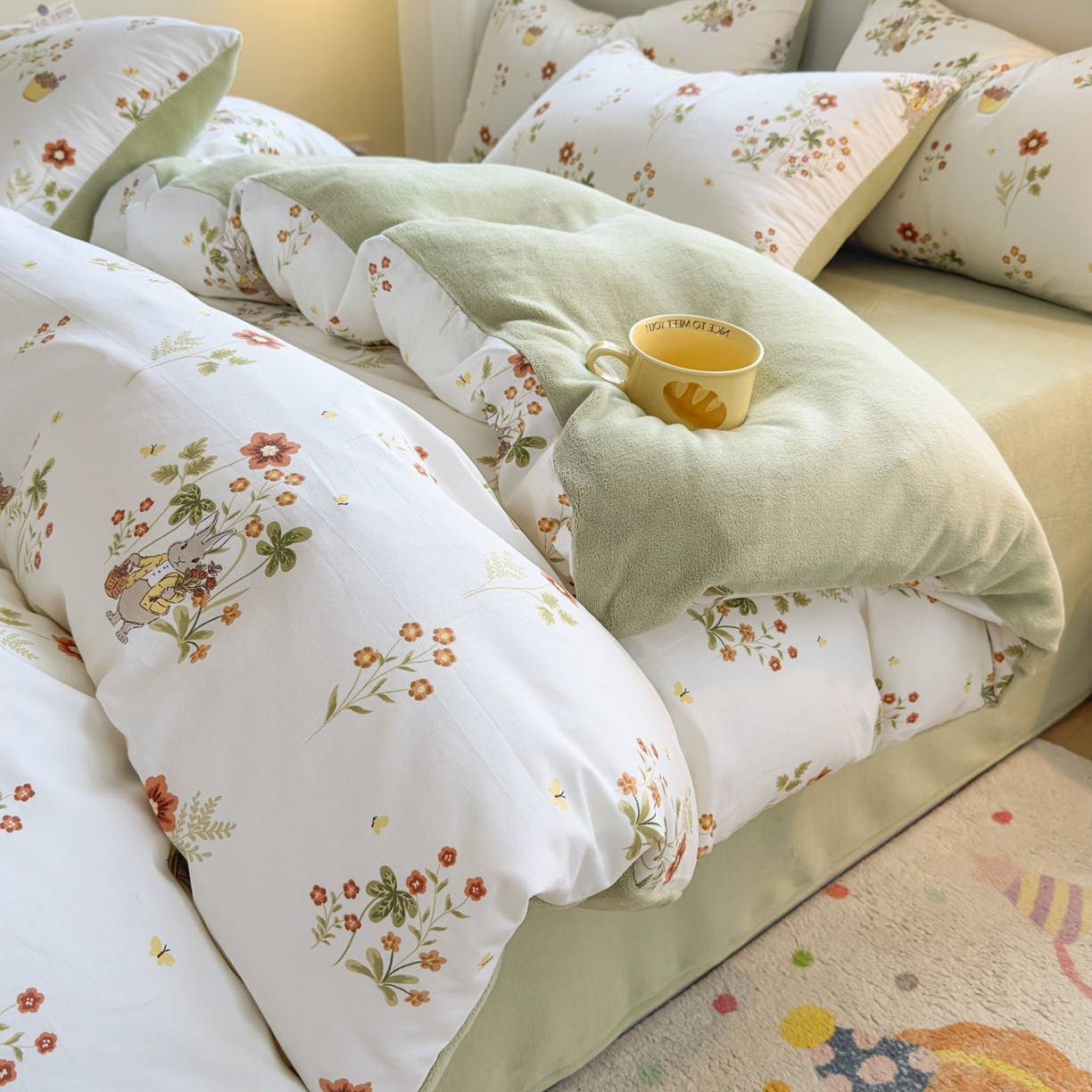 91家纺网 家纺一手货源 找家纺 （总）KA家纺 2025新款秋冬A棉B绒纯棉牛奶绒棉加绒四件套