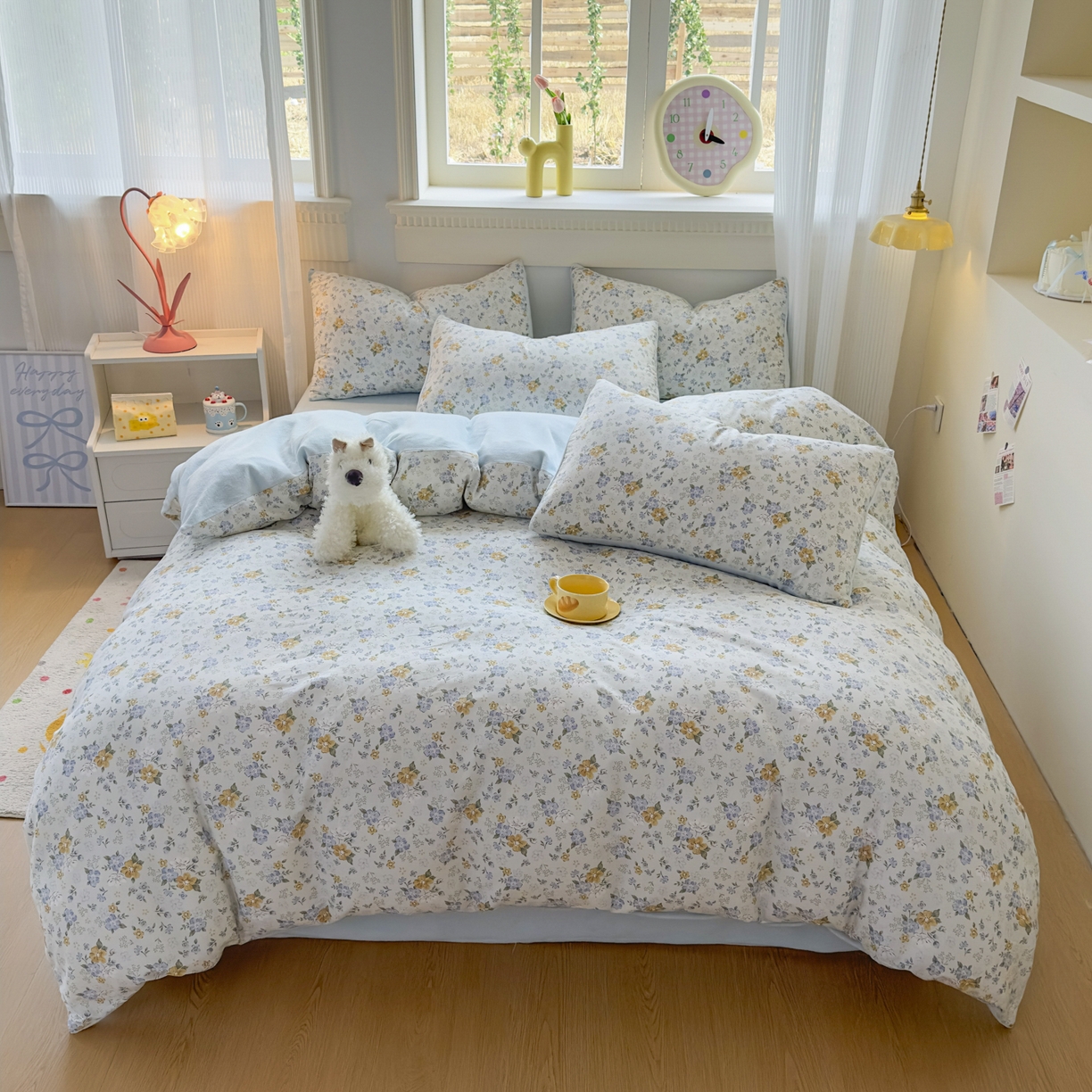 91家纺网 家纺一手货源 找家纺 KA家纺 2025新款秋冬A棉B绒纯棉牛奶绒棉加绒四件套 花语花夕