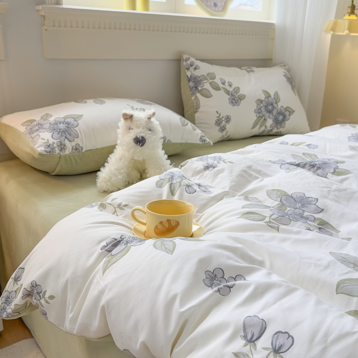 91家纺网 家纺一手货源 找家纺 KA家纺 2025新款秋冬A棉B绒纯棉牛奶绒棉加绒四件套 暗香