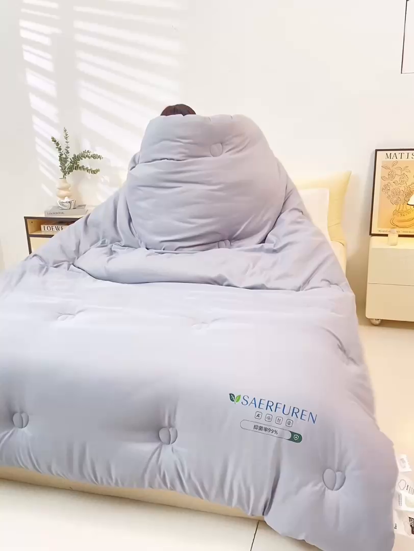 91家纺网 家纺一手货源 找家纺 憨豆家纺 2025新款升级双拼原棉夏被空调被夏凉被大豆纤维被学生宿舍被子被芯春秋被直播冬被【含质检报告买家秀】 小仙被-深浅灰